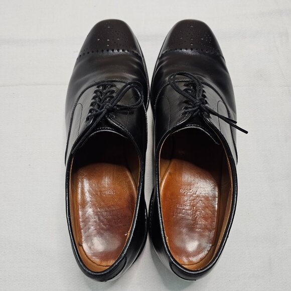Allen Edmonds Dryden Medallion Shoes Black Leather Cap Toe Oxford Mens Size 9.5D - Picture 6 of 12